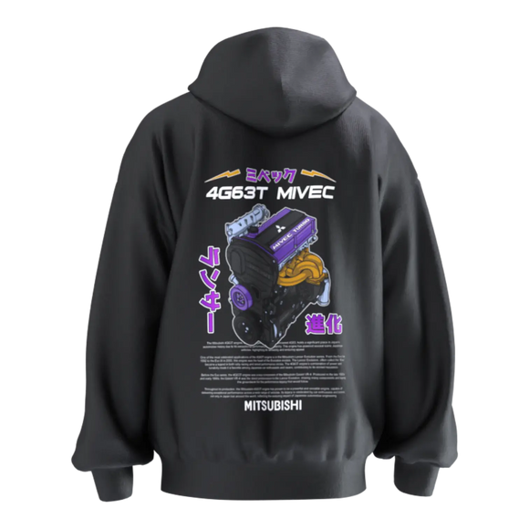 4G63T Mivec Hoodie - Unisex - Car Enthusiast - Drifting Drag JDM