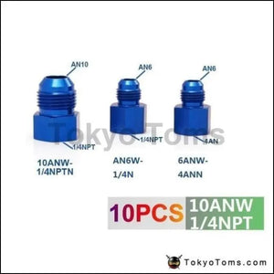 10PCS/LOT Fitting Flare Reducer Female -1/4NPT to Male -10 AN Blue Oil/Fuel Fitting Adapter 10ANW-1/4NPT