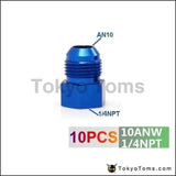 10PCS/LOT Fitting Flare Reducer Female -1/4NPT to Male -10 AN Blue Oil/Fuel Fitting Adapter 10ANW-1/4NPT