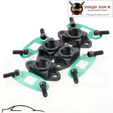 4Pcs Aluminum 10An T3 T4 Turbo Oil Drain Return Flange Adapter Kit Gasket Black