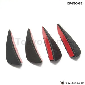 4Pcs Carbon Fiber Color Fit Front Bumper Lip Splitter Fins Body Spoiler Canards Valence Chin - Tokyo Tom's