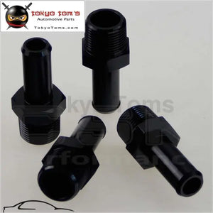 4Pcs Aluminum 3/4" Npt Male Straight To 3/4" Hose Barb Nipple An12 Fitting Black