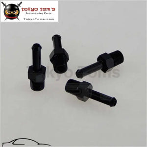 4Pcs Aluminum 1/8" Npt Male Straight To 1/4" Hose Barb Nipple An4 Fitting 4 Pieces Black