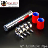 51mm 2" Aluminum Turbo Intercooler Pipe Piping Tubing + Red Silicone Hose +T Bolt Clamps Kit 03Csa014Brd 2 Inch Tube Pipeing - Tokyo Tom's