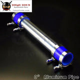 57mm 2.25" Aluminum Turbo Intercooler Pipe Piping Tubing + Silicon Hose Blue + T Bolt Clamps Kits - Tokyo Tom's