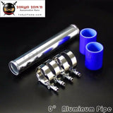 57mm 2.25" Aluminum Turbo Intercooler Pipe Piping Tubing + Silicon Hose Blue + T Bolt Clamps Kits - Tokyo Tom's