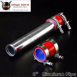 57mm 2.25" Aluminum Turbo Intercooler Pipe Piping Tubing + Silicon Hose Red + T Bolt Clamps Kits - Tokyo Tom's