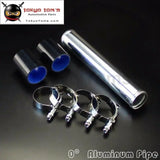 57mm 2.25" Aluminum Turbo Intercooler Pipe Piping Tubing + Silicon Hose +T Bolt Clamps Kits Black - Tokyo Tom's