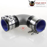 57mm 2.25" Cast Aluminum 90 Degree Elbow Pipe Turbo Intercooler+ Silicone Hose Kit Black - Tokyo Tom's