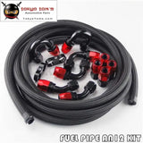 5M 16Ft An-12 Nylon Steel Braided Oil Fuel Line Hose End Fitting Kit