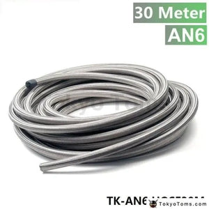 6 AN AN6 (ID:8.73) Braided Stainless Steel RUBBER Fuel Line Oil Hose 30M 3.3FT TK-AN6 HOSE30M - Tokyo Tom's