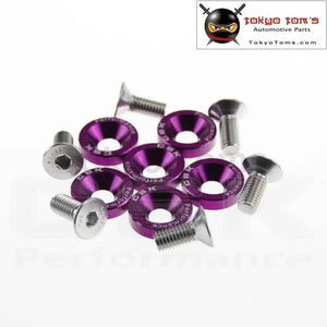 6 Piece M8 Hex Fasteners Fender Washer Bumper Engine Concave Screws JDM Purple