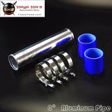 60mm 2.36" Aluminum Turbo Intercooler Pipe Piping Tubing + Silicon Hose + T Bolt Clamps Kits Blue - Tokyo Tom's