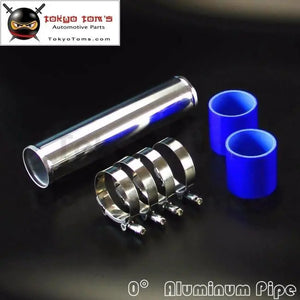 63mm 2.5" Aluminum Turbo Intercooler Pipe Piping Tubing + Silicon Hose + T Bolt Clamps Kits Blue - Tokyo Tom's