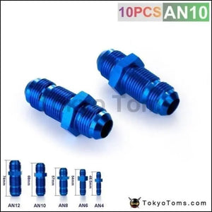 10AN AN-10 7/8 MALE THREAD STR  AIGHT BULKHEAD FLARE BLUE ALUMINUM FINISH FITTING TK-JCAN10