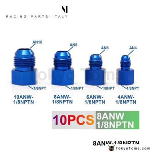 Fitting Flare Reducer Female -1/8NPT to Male -8AN Blue Oil/Fuel Fitting 8ANW-1/8NPTN - Tokyo Tom's