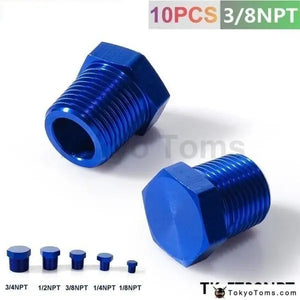 3/8"NPT Aluminum Hex Head Male Port Plug Block Off Fitting Adapter Blue TK-FT38NPT - Tokyo Tom's