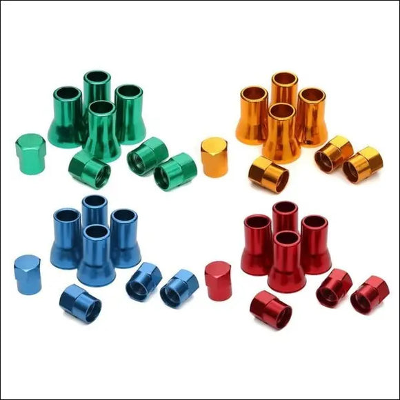 8pcs Aluminium Alloy Valve Caps Sleeves with Hex - Tokyo Tom's