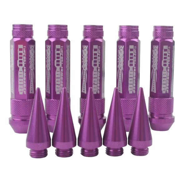 90mm Aluminum Wheel Lug nut With Spikes (Purple)