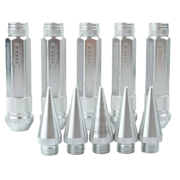 90mm Aluminum Wheel Lug nut With Spikes (Silver)