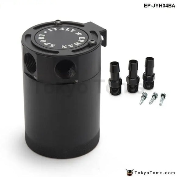 Black Racing Baffled Aluminum 3-Port Oil Catch Can/Tank/Air-Oil Separator Universal - Tokyo Tom's