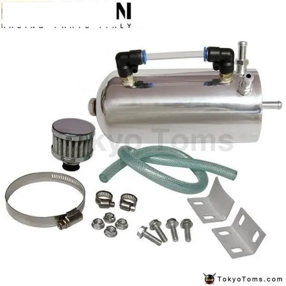 Alloy Polished Chrome Universal Oil Catch Can Breather Tank Kit With Breather Air Filter - Tokyo Tom's