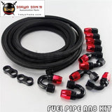 An8 8An Stainless Steel Nylon Braided Oil Fuel Line Hose+Fitting Hose End Kit Black