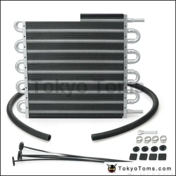 10 Row Black Aluminum Remote Transmission Oil Cooler/Auto-Manual Radiator Converter Kit