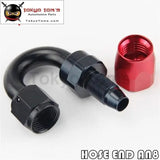 1X Aluminum An8 180 Degree Swivel Oil Fuel Line Hose End Fitting Adapter Bk / Bl