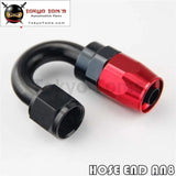 1X Aluminum An8 180 Degree Swivel Oil Fuel Line Hose End Fitting Adapter Bk / Bl