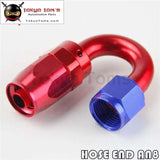 1X Aluminum An8 180 Degree Swivel Oil Fuel Line Hose End Fitting Adapter Bk / Bl