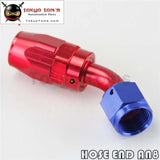 1X Aluminum An8 45 Degree Swivel Oil Fuel Line Hose End Fitting Adapter Bk / Bl