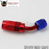 1X Universal An4 45 Degree Swivel Oil/Fuel Line Hose End Fitting Adapter Bk / Bl