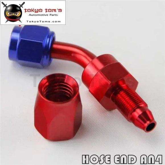 1X Universal An4 45 Degree Swivel Oil/Fuel Line Hose End Fitting Adapter Bk / Bl