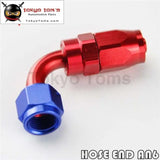 1X Universal An6 90 Degree Swivel Oil/Fuel Line Hose End Fitting Adapter Bk / Bl