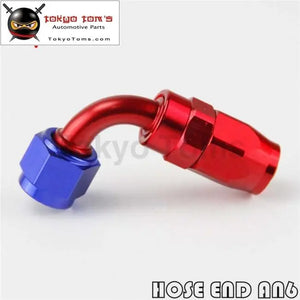 1X Universal An6 90 Degree Swivel Oil/Fuel Line Hose End Fitting Adapter Bk / Bl