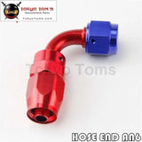 1X Universal An6 90 Degree Swivel Oil/Fuel Line Hose End Fitting Adapter Bk / Bl