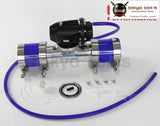 Black Aluminum Billet Anodized Type-4 Sqv Blow Off Valve Bov +3" Or 76mm Flange Pipe +Clamps+ Blue Silicone & 4mm Vaccum Hose