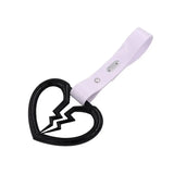 Black Broken Heart Tsurikawa White PVC Strap