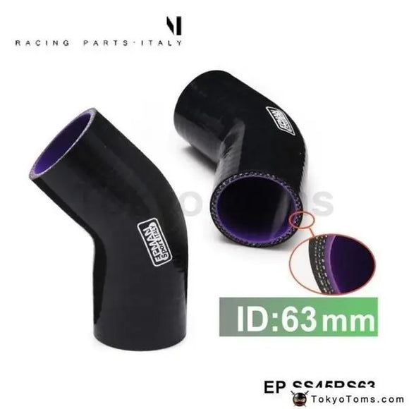 Black Silicone Hose 63Mm 45 Degree Elbow Reducer Pipe Hose For Seat 2001-2006 - Tokyo Tom's