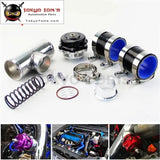 50mm 35Psi Boost V-Band Turbo Blow Off Valve Bov + 2.25" Flange Pipe Hose Kit Blue/ Black