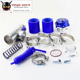 50mm 35Psi Boost V-Band Turbo Blow Off Valve Bov + 2.36" Flange Pipe Hose Kit Blue/ Black