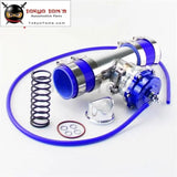 50mm 35Psi Boost V-Band Turbo Blow Off Valve Bov + 2.75" Flange Pipe Hose Kit Blue/ Black