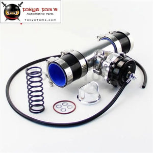 50mm 35Psi Boost V-Band Turbo Blow Off Valve Bov + 3" Flange Tube Pipe Hose Kit Blue/ Black