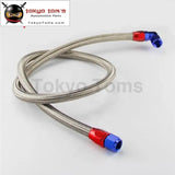 55 Inch AN10 Stainless Steel/ Nylon Braided Oil/Fuel Line Hose W/ Adapter Kit Silver/Black