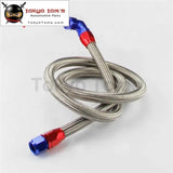 55 Inch AN10 Stainless Steel/ Nylon Braided Oil/Fuel Line Hose W/ Adapter Kit Silver/Black