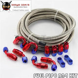 5M An4 Stainless Steel Braided/Nylon Braided Hose+Fitting Hose End Adaptor Kit Silver/Black