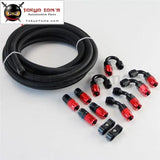 5M An4 Stainless Steel Braided/Nylon Braided Hose+Fitting Hose End Adaptor Kit Silver/Black