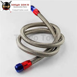 63 Inch AN10 Stainless Steel/ Nylon Braided Oil/Fuel Line Hose W/ Adapter Kit Silver/Black