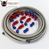 An6 5M Stainless Steel /Nylon Braided Oil Line / Hose +Fitting Hose End Adaptor Kit Silver/Black